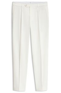Tapered cotton-blend trousers, White