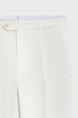 Tapered cotton-blend trousers, White