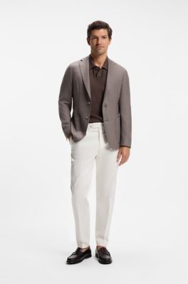 Tapered cotton-blend trousers, White