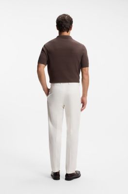 Tapered cotton-blend trousers, White