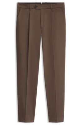 Tapered cotton-blend trousers, Dark Brown