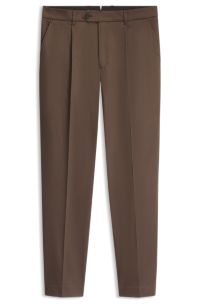Tapered cotton-blend trousers, Dark Brown