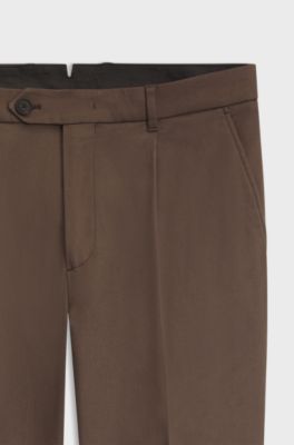 Tapered cotton-blend trousers, Dark Brown