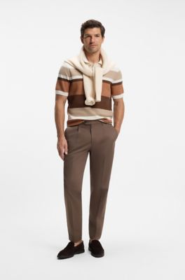 Tapered cotton-blend trousers, Dark Brown