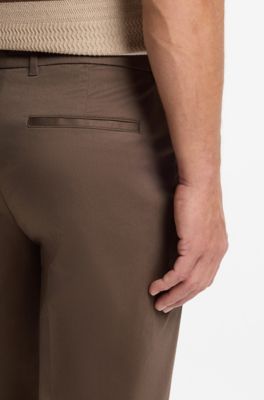 Tapered cotton-blend trousers, Dark Brown