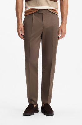 Tapered cotton-blend trousers, Dark Brown