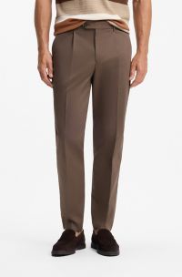 Tapered cotton-blend trousers, Dark Brown