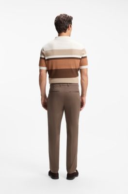 Tapered cotton-blend trousers, Dark Brown