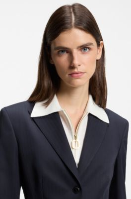 Regular-fit pinstripe blazer, Dark Blue