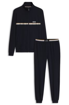 Stretch-cotton pyjama set, Dark Blue