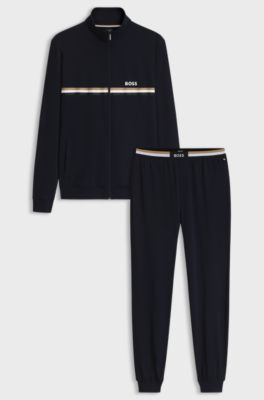 Stretch-cotton pyjama set, Dark Blue