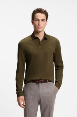 Long-sleeve polo shirt, Olive