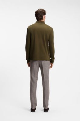 Long-sleeve polo shirt, Olive