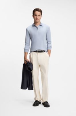 Long-sleeve polo shirt, Light Blue