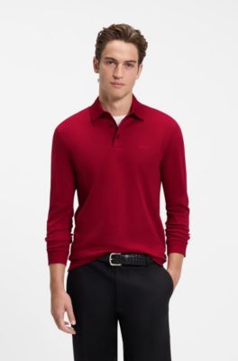 Long-sleeve polo shirt, Red