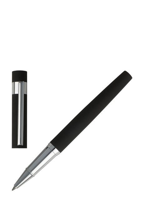 Rollerball pen in soft-touch black rubber, Black