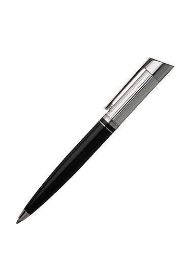 Hugo Boss Ballpoint Pen With A Silver Section: 'grand' In Black