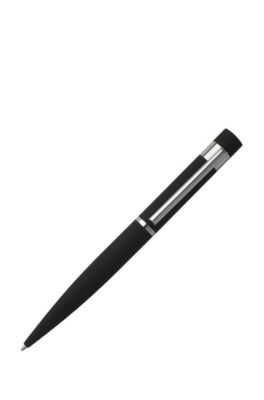 USB stick and ballpoint pen gift set with soft-grip finish, Black