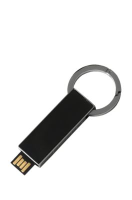 USB stick and ballpoint pen gift set with soft-grip finish, Black