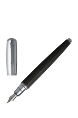 Stylo-plume avec tube &agrave; barillet verni noir, Noir