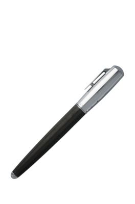 Stylo-plume avec tube &agrave; barillet verni noir, Noir