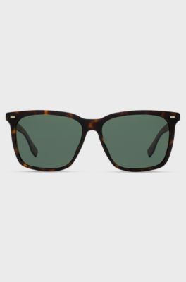Patterned-acetate sunglasses with cork trims, Brown Patterned