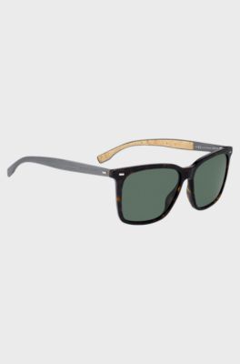 Patterned-acetate sunglasses with cork trims, Brown Patterned
