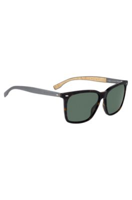 Patterned-acetate sunglasses with cork trims, Brown Patterned
