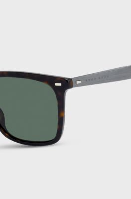 Patterned-acetate sunglasses with cork trims, Brown Patterned