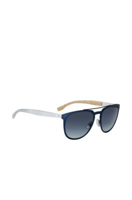 Aviator sunglasses with thin blue 