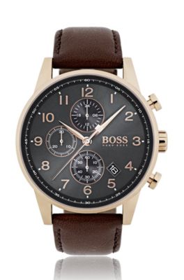 hugo boss silver and rose gold watch