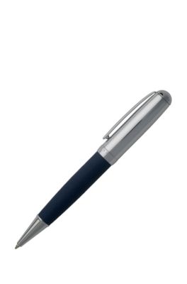 A6 notebook and ballpoint pen gift set in blue fabric, Dark Grey