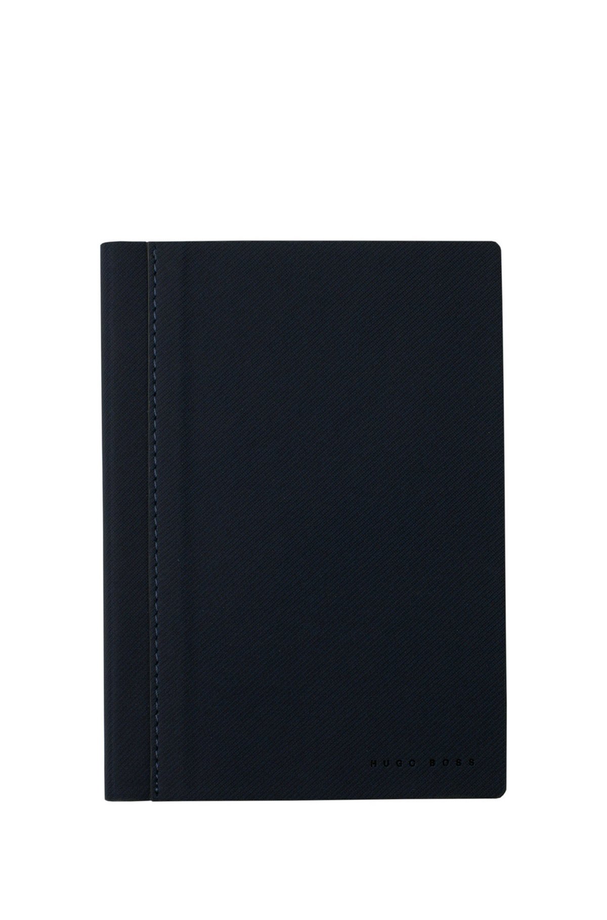 A6 notebook and ballpoint pen gift set in blue fabric, Dark Grey