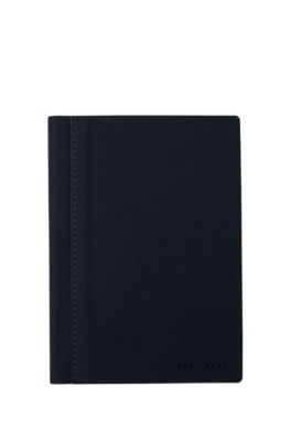 A6 notebook and ballpoint pen gift set in blue fabric, Dark Grey