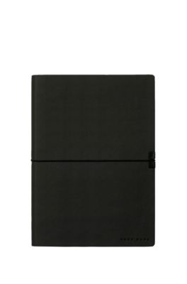 BOSS - Black faux-leather A5 notepad