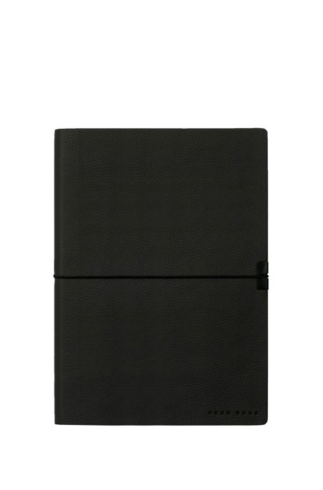 Black faux-leather A5 notepad, Black
