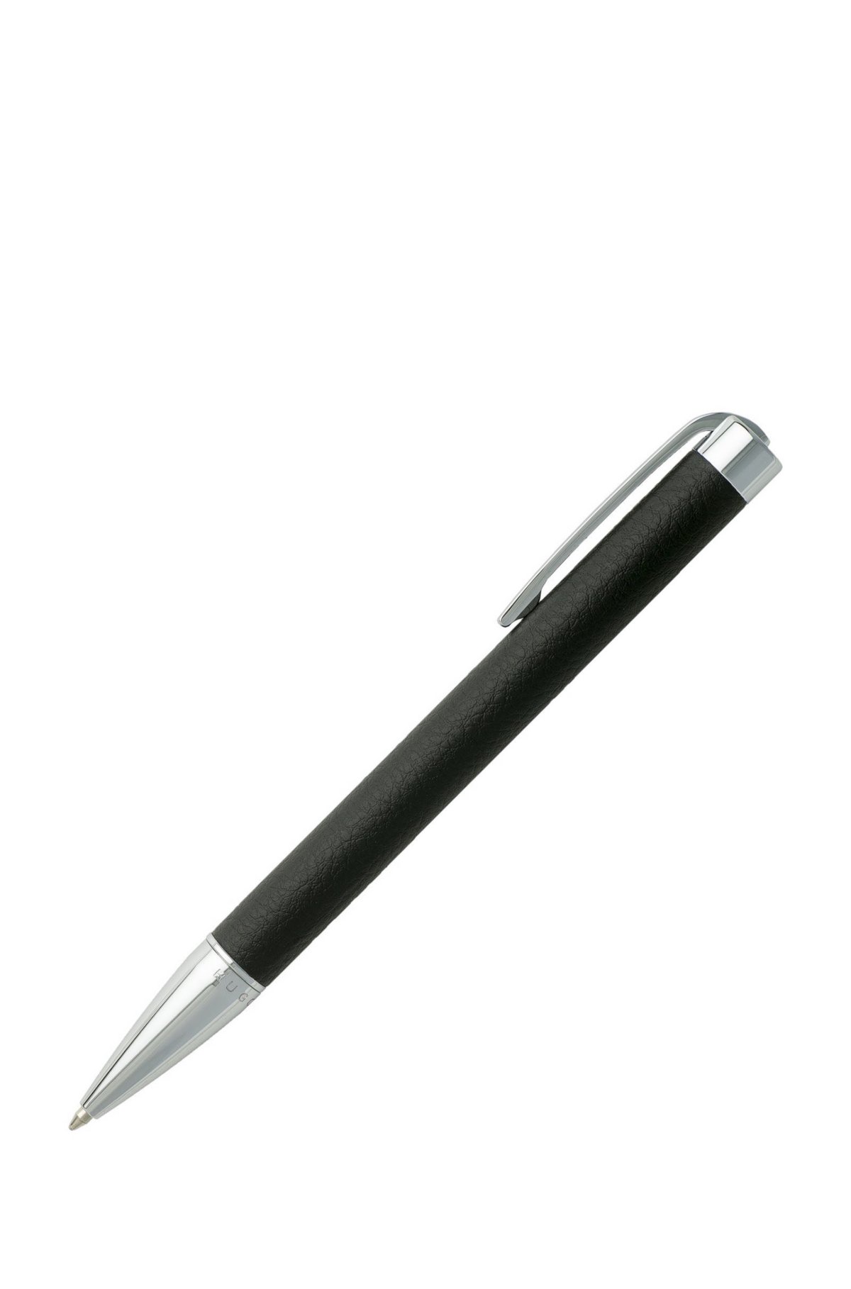 A6 notebook and ballpoint pen gift set in black faux leather, Black