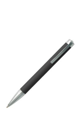 A6 notebook and ballpoint pen gift set in dark-grey faux leather, Dark Grey