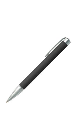 A6 notebook and ballpoint pen gift set in dark-grey faux leather, Dark Grey