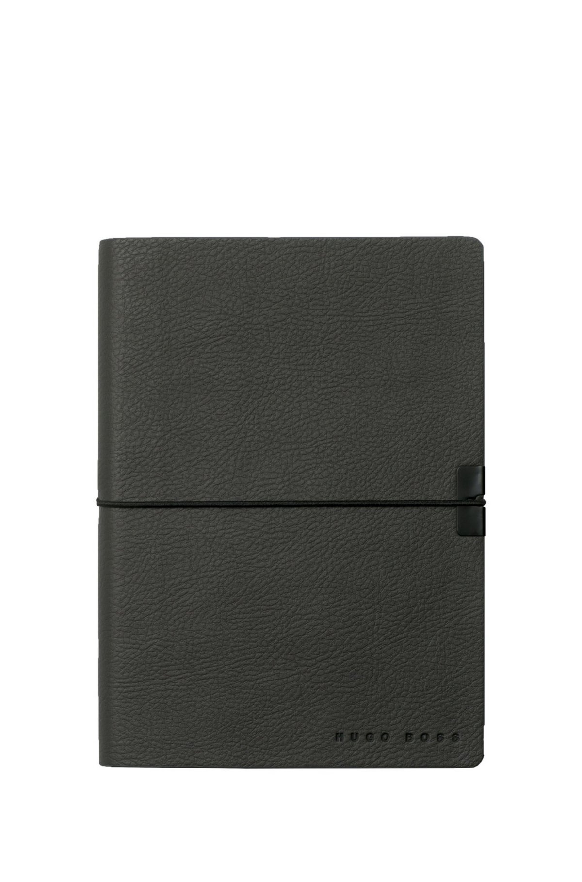 A6 notebook and ballpoint pen gift set in dark-grey faux leather, Dark Grey