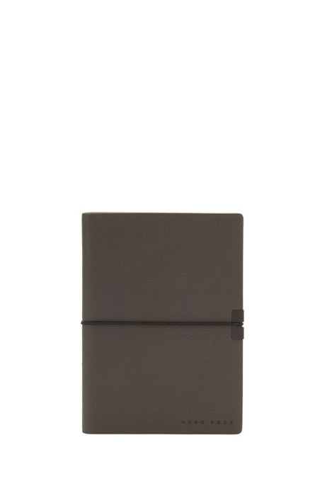 A6 dark-grey faux leather notebook, Dark Grey