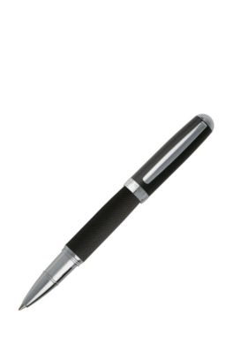 Coffret cadeau compos&eacute; d&rsquo;un carnet&nbsp;A4 et d&rsquo;un stylo roller en tissu gris fonc&eacute;, Gris sombre