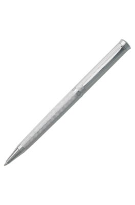 Chrome-plated ballpoint pen with diamond-cut engraving, Silver