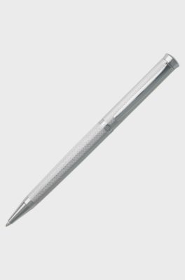 Chrome-plated ballpoint pen with diamond-cut engraving, Silver