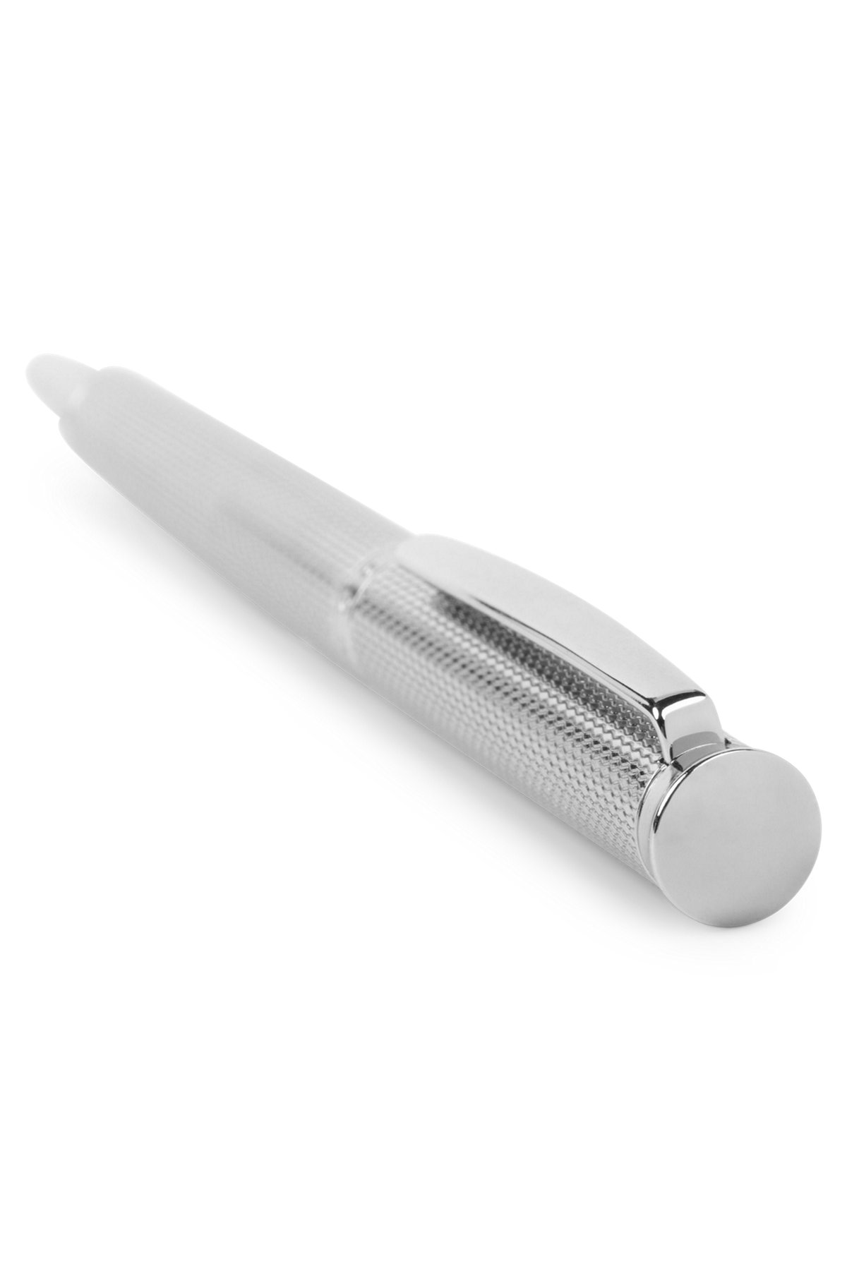 Chrome-plated ballpoint pen with diamond-cut engraving, Silver