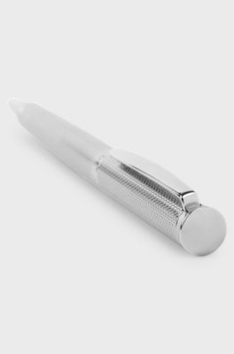 Chrome-plated ballpoint pen with diamond-cut engraving, Silver