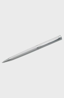 Chrome-plated ballpoint pen with diamond-cut engraving, Silver