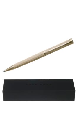 Ballpoint pen with diamond-cut engraved gold-tone finish, Gold
