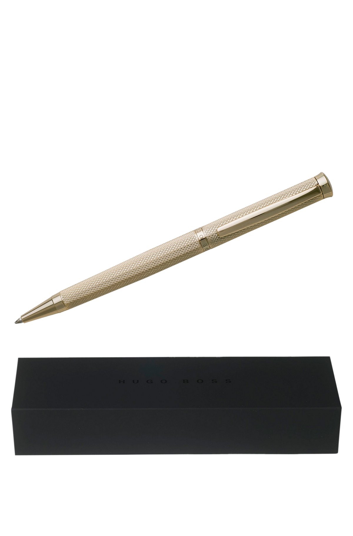 Ballpoint pen with diamond-cut engraved gold-tone finish, Gold