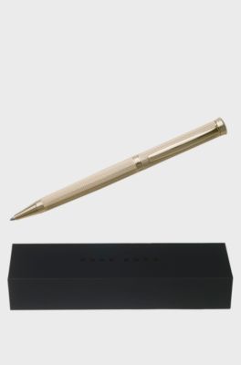 Ballpoint pen with diamond-cut engraved gold-tone finish, Gold